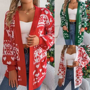 Christmas Clothes Women's Open Front Cardigan Knitwear