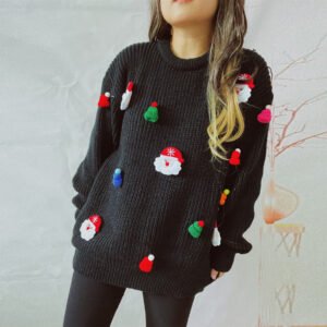 Women's Three-dimensional Decoration Round Neck Long Sleeve Sweater