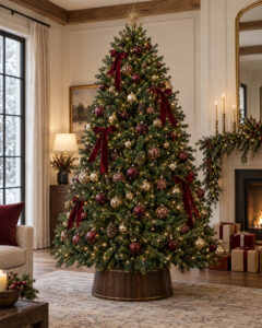 7ft Pre-Lit Christmas Tree - 70 Red Berries  70 Pine Cones