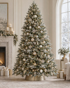 9' Artificial Snow Christmas Trees with Frosted Branches